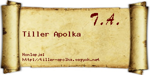 Tiller Apolka névjegykártya